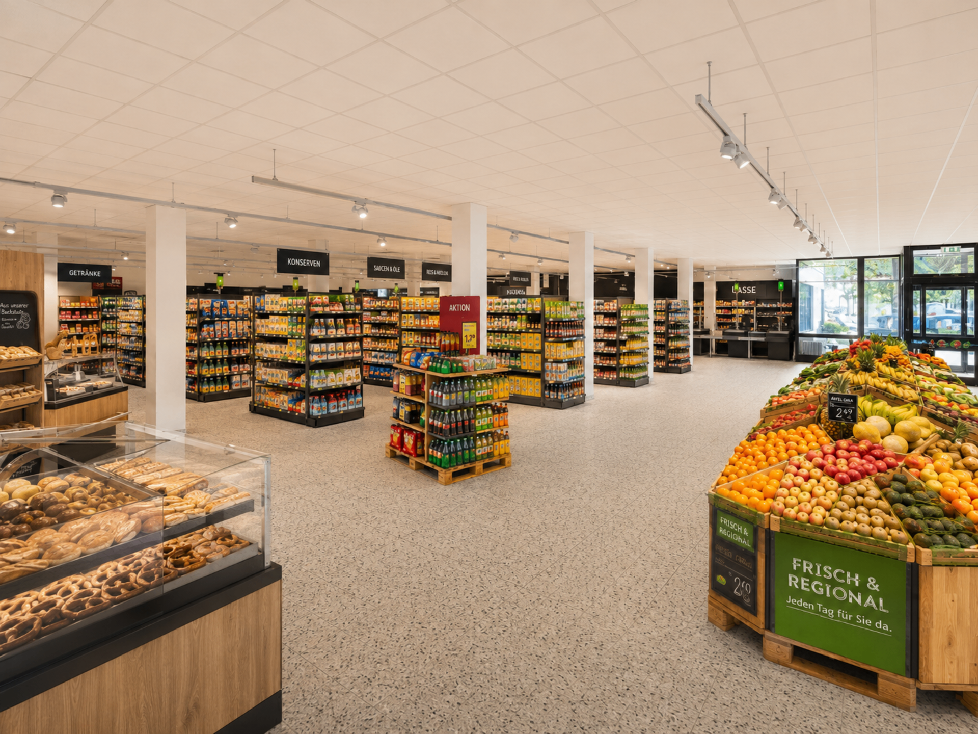 Hauptraum_ virtuell eingerichtet als  Supermarkt | © Dawonia